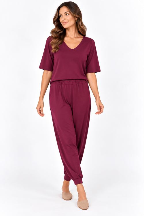 Calca jogging ternura bordo.